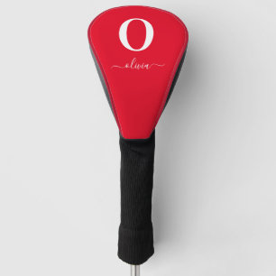 Monogramm-Schriftname Personalisiert Rot Und Weiß Golf Headcover