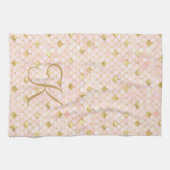 Monogramm Schriftzug Blush Pink Gold Meerjungfrau Geschirrtuch (Horizontal)