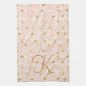 Monogramm Schriftzug Blush Pink Gold Meerjungfrau Geschirrtuch (Vertikal)