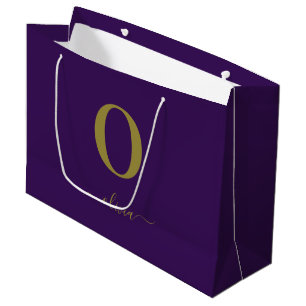 Monogramm Schriftzug Name personalisiert lila und  Große Geschenktüte