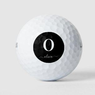 Monogramm Schriftzug Name Personalisiert Schwarz u Golfball