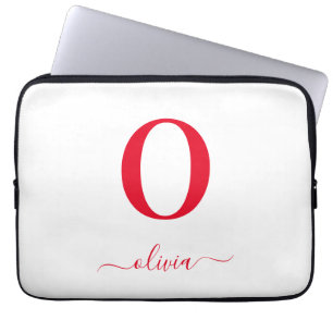 Monogramm Schriftzug Name Personalisiert Weiß und Laptopschutzhülle