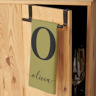 Monogramm Schriftzug Name Personalisiertes Gold un Geschirrtuch