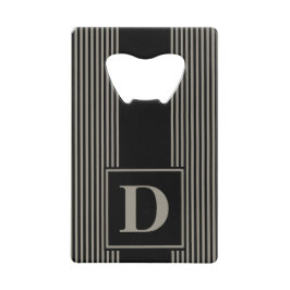 Monogramm Schwarz/Aluminiumsilber Kreditkarten Flaschenöffner