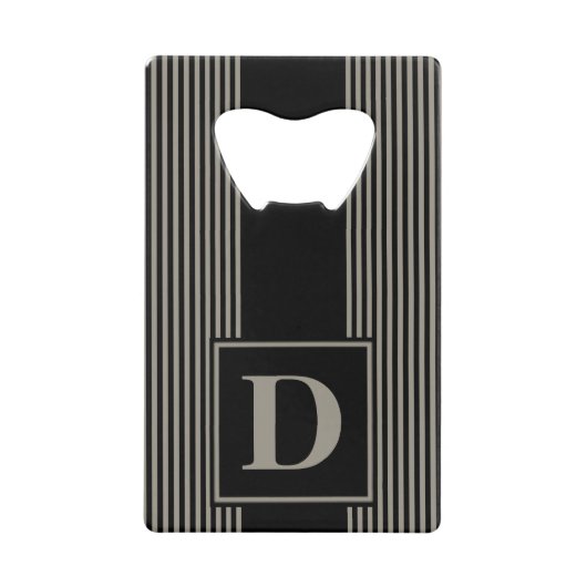 Monogramm Schwarz/Aluminiumsilber Kreditkarten Flaschenöffner (Vorderseite)