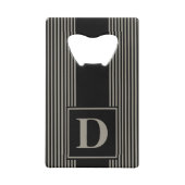 Monogramm Schwarz/Aluminiumsilber Kreditkarten Flaschenöffner (Rückseite)