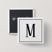 Monogramm Schwarz auf der Schaltfläche mit weißem  Button (Vorne & Hinten)