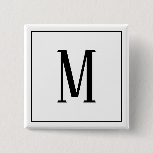 Monogramm Schwarz auf der Schaltfläche mit weißem  Button (Vorderseite)