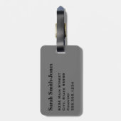 Monogramm Schwarz auf Grau Punkte Gepäckanhänger (Rückseite vertikal)