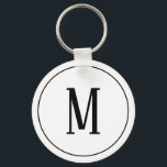 Monogramm Schwarz auf weißem Schlüsselanhänger<br><div class="desc">Ein Schlüsselanhänger mit schwarzer Monogramm auf weißem Hintergrund. Passen Sie den Schlüsselanhänger mit Ihren eigenen Initialen oder Initialen,  Farben,  u.a. an.</div>