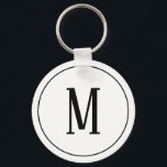 Monogramm Schwarz auf weißem Schlüsselanhänger<br><div class="desc">Ein Schlüsselanhänger mit schwarzer Monogramm auf weißem Hintergrund. Passen Sie den Schlüsselanhänger mit Ihren eigenen Initialen oder Initialen, Farben, u.a. an.</div>