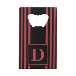 Monogramm Schwarz/Aurora Roter Pinstreifen Geldkarten Flaschenöffner