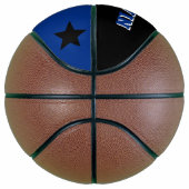Monogramm Schwarz, Blau und Weiß Basketball (Rechts)