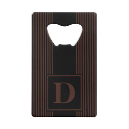 Monogramm Schwarz/Braun Pinstreifen Geldkarten Flaschenöffner