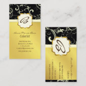 Monogramm, Schwarz, Creme-Wirbel-Visitenkarten Visitenkarte (Vorne/Hinten)