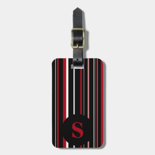 Monogramm Schwarz Dunkelrot Barcode Kreis Streifen Gepäckanhänger