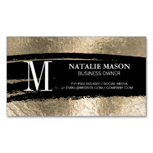 Monogramm Schwarz gebürstet Goldfolie Magnetische Visitenkarte