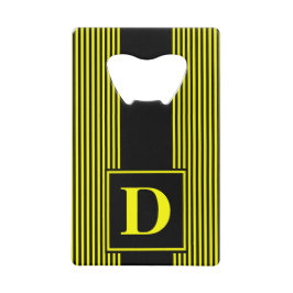 Monogramm Schwarz/Gelb Pinstriche Kreditkarten Flaschenöffner