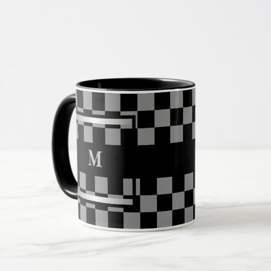 Monogramm Schwarz geprüft Tasse (Vorderseite Links)