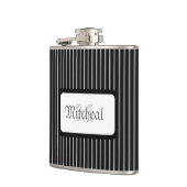 Monogramm-Schwarz-gestreifte Flasche Flachmann (Links)