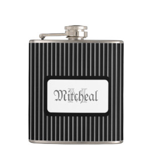 Monogramm-Schwarz-gestreifte Flasche Flachmann