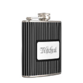 Monogramm-Schwarz-gestreifte Flasche Flachmann (Rechts)