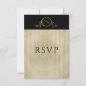 Monogramm Schwarz/Gold Champagner ohne Mahlzeiten RSVP Karte (Rückseite)