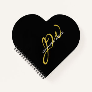 Monogramm Schwarz Gold Farbe Schlicht Modern Eigen Notizblock