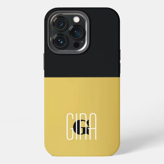 Monogramm Schwarz Gold & Girly Hübsche Initiale  iPhone Hülle (Hinten)