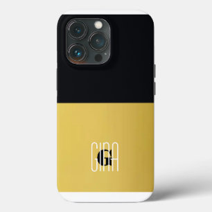 Monogramm Schwarz Gold & Girly Hübsche Initiale iPhone 13 Pro Hülle