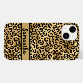 Monogramm Schwarz Gold Leopard Gepard Druck Case-Mate iPhone Hülle (Rückseite (Horizontal))
