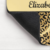 Monogramm Schwarz Gold Leopard Print Gepard Tier Mousepad (Ecke)