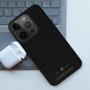 Monogramm Schwarz Gold Moderne Minimalistische E iPhone 15 Pro Hülle