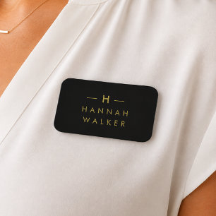 Monogramm Schwarz Gold Moderne Minimalistische E Namensschild