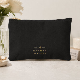 Monogramm Schwarz Gold Moderne Minimalistische E Zubehörtasche