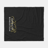 Monogramm Schwarz Gold Weiß Minimalistisch Elegant Fleecedecke (Vorderseite (Horizontal))