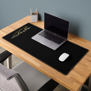 Monogramm Schwarz Gold Weiß Minimalistischer Stilv Schreibtischunterlage