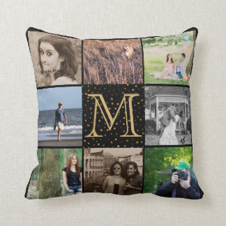 Monogramm-Schwarz-Goldpunkte der Instagram Kissen