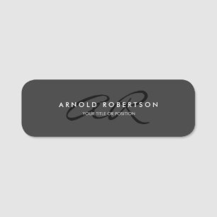 Monogramm Schwarz Grau Anpassen Name Hinzufügen Namensschild