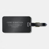Monogramm Schwarz Grau Gebürstete Aluminiumtextur Gepäckanhänger (Rückseite horizontal)