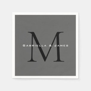 Monogramm Schwarz Grau Kalligrafie Serviette