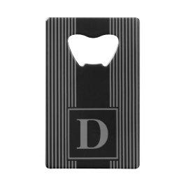 Monogramm Schwarz/Grau Pinstreifen Kreditkartenflaschenöffner