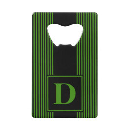 Monogramm Schwarz/Grün Pinstriche Kreditkartenflaschenöffner