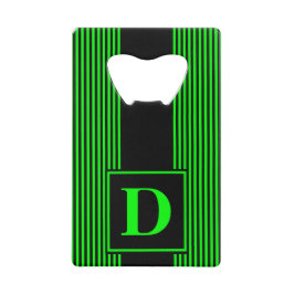 Monogramm Schwarz/Kalkgrün Pinstriche Kreditkarten Flaschenöffner