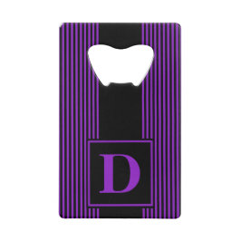 Monogramm Schwarz/Lila Pinstrich Kreditkarten Flaschenöffner