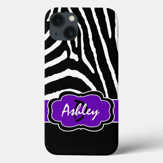 Monogramm Schwarz, Lila Zebra Stripe iPad Air Hüll Case-Mate iPhone Hülle (Rückseite)