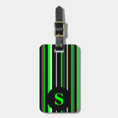 Monogramm Schwarz, Limettengrün, Strichcodestreife Gepäckanhänger (Vorderseite vertikal)