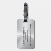 Monogramm, Schwarz-Metallisches Silbermuster-Desig Gepäckanhänger (Rückseite vertikal)