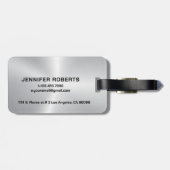 Monogramm, Schwarz-Metallisches Silbermuster-Desig Gepäckanhänger (Rückseite horizontal)