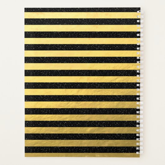 Monogramm Schwarz mit Imitaten Gold Foil Glitzer Planer (Rückseite)